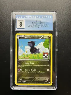 Deino Pokemon (2013) Legendary Treasures 97/113 4th Place League Challenge CGC 8 - Image 1
