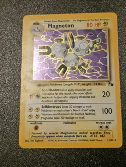 Pokemon TCG Magneton Fossil Holo Rare Card 11/62 MP/HP - Image 1
