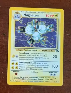 Magneton Fossil Holo Rare Pokemon TCG 11/62 Vintage 151 WOTC Unlimited Card - Image 1