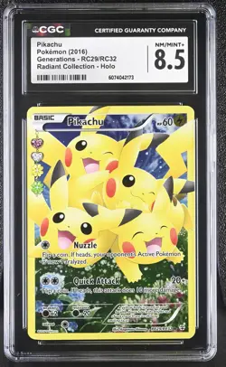 CGC 8.5 Pikachu 2016 Generations RC29/RC32 Radiant Collection Holo Pokemon Card - Image 1