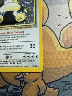 1999 Pokemon TCG Snorlax Jungle Holo Rare Card 11/64 Unlimited HP - Image 3