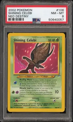 Shining Celebi Neo Destiny Unlimited Psa 8 Holo Pokemon Card 106/105 #106 2002 - Image 1
