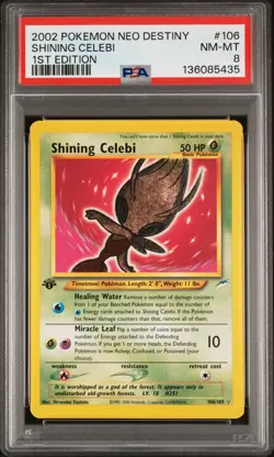 2002 POKEMON NEO DESTINY 1ST ED #106 SHINING CELEBI PSA 8 - Image 1