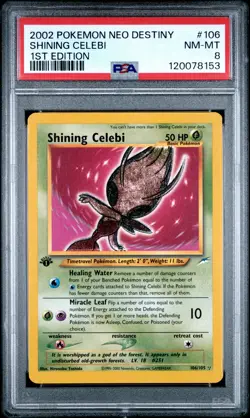 2002 POKEMON NEO DESTINY 1ST ED #106 SHINING CELEBI PSA 8 - Image 1