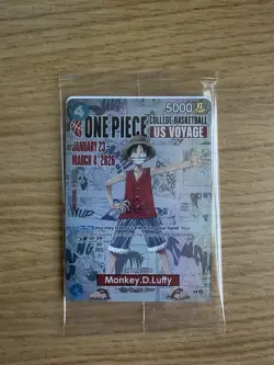 One Piece Monkey D. Luffy US Voyage College Basketball Promo Card Gonzaga SEALED - Image 1