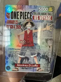 One Piece Monkey D. Luffy US College Basketball Card Rutgers In Hand Ships now - Image 3