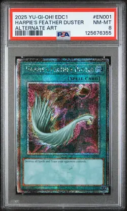 2025 YU-GI-OH! EDC1-EARLY DAYS COLL PROMO CARDS HARPIE'S FEATHER DUSTER PSA 8 - Image 1