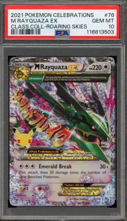 Pokemon M Rayquaza EX Celebrations Classic Coll. Roaring Skies Holo #76 PSA 10 - Image 1