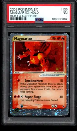 2003 POKEMON EX RUBY & SAPPHIRE #100 MAGMAR EX-HOLO PSA 7 - Image 1