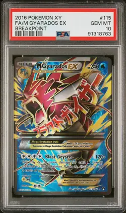 2016 POKEMON XY BREAKPOINT #115 FULL ART/M GYARADOS EX PSA 10 - Image 1