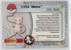 Mew Italian Topps Pokemon TV Animation Edition Series 3 #151 2000 - Image 2