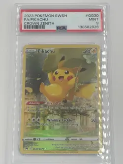 2023 Pokemon TCG Pikachu SWSH GG30/GG70 Crown Zenith PSA 9 Full Art Mint - Image 1