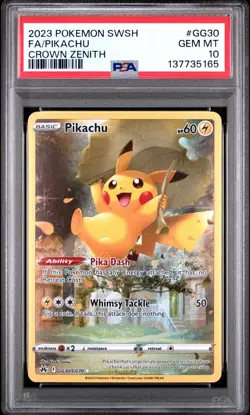 2023 Pokemon Sword & Shield SWSH Full Art Pikachu Crown Zenith #GG30 PSA 10 Gem - Image 1