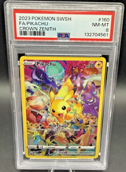 Pikachu 160/159 Pokemon Full Art Secret Rare Crown Zenith 2023 PSA 8 NM-MT (EN) - Image 1