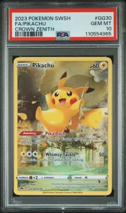 2023 POKEMON SWORD AND SHIELD CROWN ZENITH GG30 FULL ART PIKACHU PSA 10 - Image 1