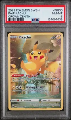 2023 Pokemon Crown Zenith Pikachu FA #GG30 PSA 8 NM-MT - Full Art Hit - Image 1