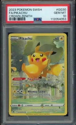 2023 POKEMON SWORD & SHIELD CROWN ZENITH #GG30 FULL ART/PIKACHU PSA 10 - Image 1