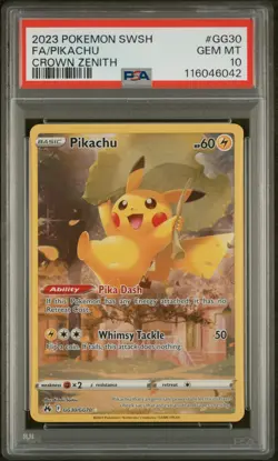 2023 POKEMON SWORD & SHIELD CROWN ZENITH #GG30 FULL ART/PIKACHU PSA 10 - Image 1