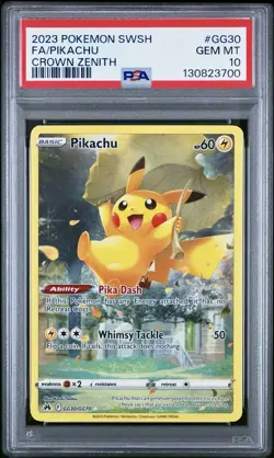 2023 POKEMON SWORD & SHIELD CROWN ZENITH #GG30 FULL ART/PIKACHU PSA 10 - Image 1
