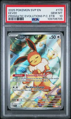 2025 POKEMON SVP EN-SV POKEMON CENTER ETB BLACK STAR PROMO #173 EEVEE PSA 10 - Image 1