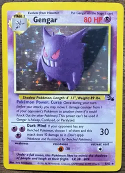 Pokemon Gengar TCG Fossil Unlimited Holo Rare 1999 5/62 MP Vintage WOTC - Image 1