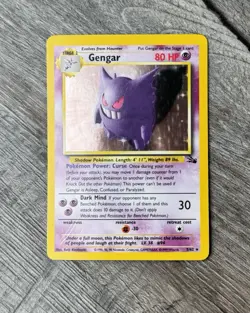Pokemon Gengar TCG Fossil Unlimited Holo Rare 1999 5/62 MP Vintage WOTC - Image 2