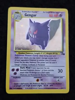 Pokemon TCG Rare Holo Fossil Gengar Card 5/62 Mint Condition WOTC Unlimited - Image 3