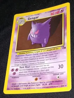 Pokemon TCG Gengar Fossil Unlimited Holo Rare 1999 5/62 Vintage WOTC - Image 2