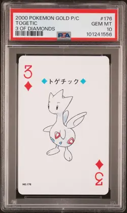 2000 POKEMON GOLD VERSION PLAYING CARDS 3 OF DIAMONDS #176 TOGETIC PSA 10 - Image 1