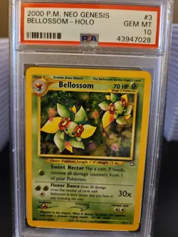 2000 Pokemon Unlimited Neo Genesis #3 Bellossom Holo PSA 10 Card GEM MINT! Pop56 - Image 1