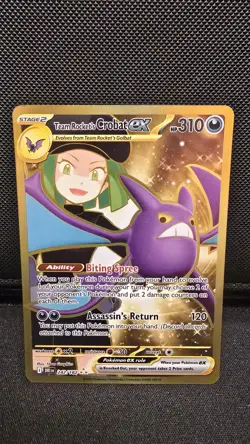Team Rocket's Crobat ex Destined Rivals Hyper Rare Gold Card 242/182 Pokemon TCG - Image 1