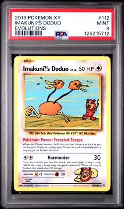2016 POKEMON XY EVOLUTIONS #112 IMAKUNIU'S DODUO PSA 9 - Image 1