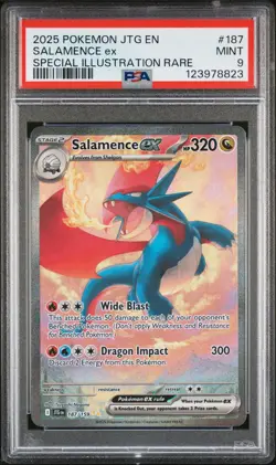 2025 POKEMON JTG EN-JOURNEY TOGETHER #187 SALAMENCE EX PSA 9 - Image 1