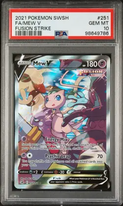 PSA 10 2021 POKEMON SWORD & SHIELD FUSION STRIKE #251 FA/MEW V FUSION STRIKE - Image 1