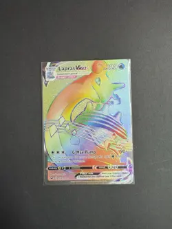 Pokemon TCG Lapras VMAX Sword & Shield Base Set 203/202 Rainbow Secret Rare - Image 1