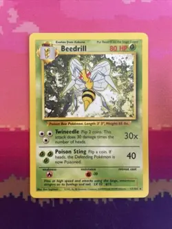 Pokemon Card Beedrill Base Set Rare 17/102 Near Mint - Image 1