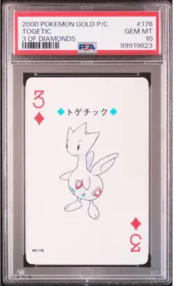 PSA10 2000 POKEMON GOLD VERSION PLAYING CARDS 176 TOGETIC 3 OF DIAMONDS POP3 - Image 1