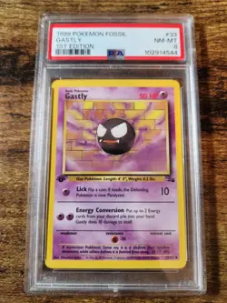 1999 Pokemon Fossil TCG Gastly 1st Edition Common PSA 8 NM-Mint 33/62 - Image 1