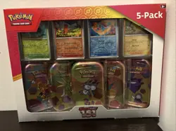 Pokemon 151 Scarlet Violet Costco 5-Pack Mini Tin Bundle Exclusive New & Sealed - Image 1