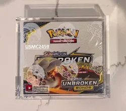 CASE FRESH Pokemon Sun & Moon Unbroken Bonds Sealed Booster Box w/Acrylic Case - Image 1