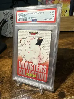1996 Pokemon JPN Bandai Carddass Vending #35 Clefairy PSA 7 - Image 2