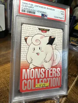 1996 Pokemon JPN Bandai Carddass Vending #35 Clefairy PSA 7 - Image 3