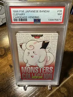 1996 Pokemon JPN Bandai Carddass Vending #35 Clefairy PSA 7 - Image 5