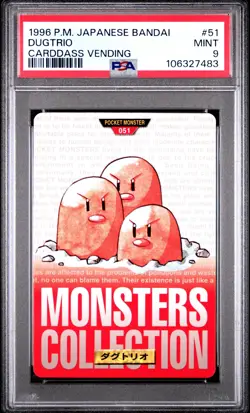 1996 POKEMON JPN BANDAI CARDDASS VENDING #51 DUGTRIO PSA 9 - Image 1