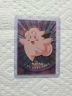 CLEFAIRY #35 - BLACK Logo - Holo FOIL - SERIES 1 - TOPPS POKEMON CARD - NM - Image 1