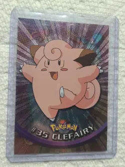 CLEFAIRY #35 - BLACK Logo - Holo FOIL - SERIES 1 - TOPPS POKEMON CARD - NM - Image 2
