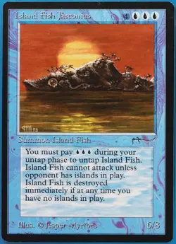 Island Fish Jasconius Arabian Nights NM Blue Rare MTG CARD (ID# 509998) ABUGames - Image 1
