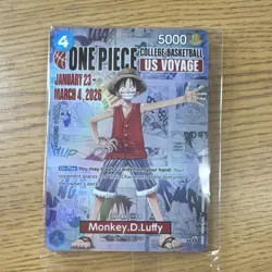 Bandai One Piece Card Game Monkey.D.Luffy College Basketball US Voyage P055 - Image 1