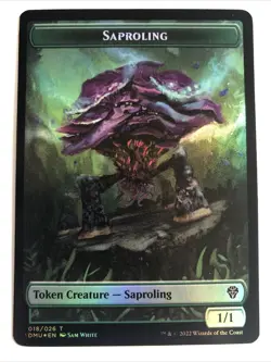 MTG Dominaria United Saproling / Cat Warrior Token Foil 018/017 NM - Image 1