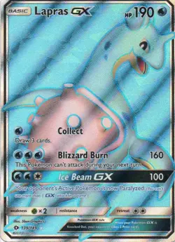 Pokemon: SM Base Set: Holofoil Lapras GX (Full Art): Lightly Played Condition - Image 1